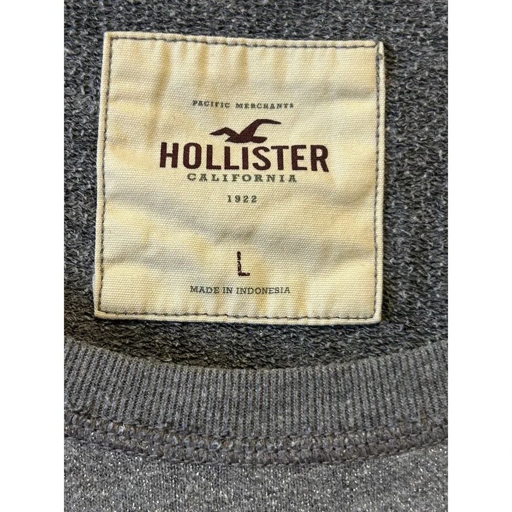 Vintage Y2K Hollister Sweatshirt Size L Gray Shimmer Raglan Scoop Neck Gull Logo